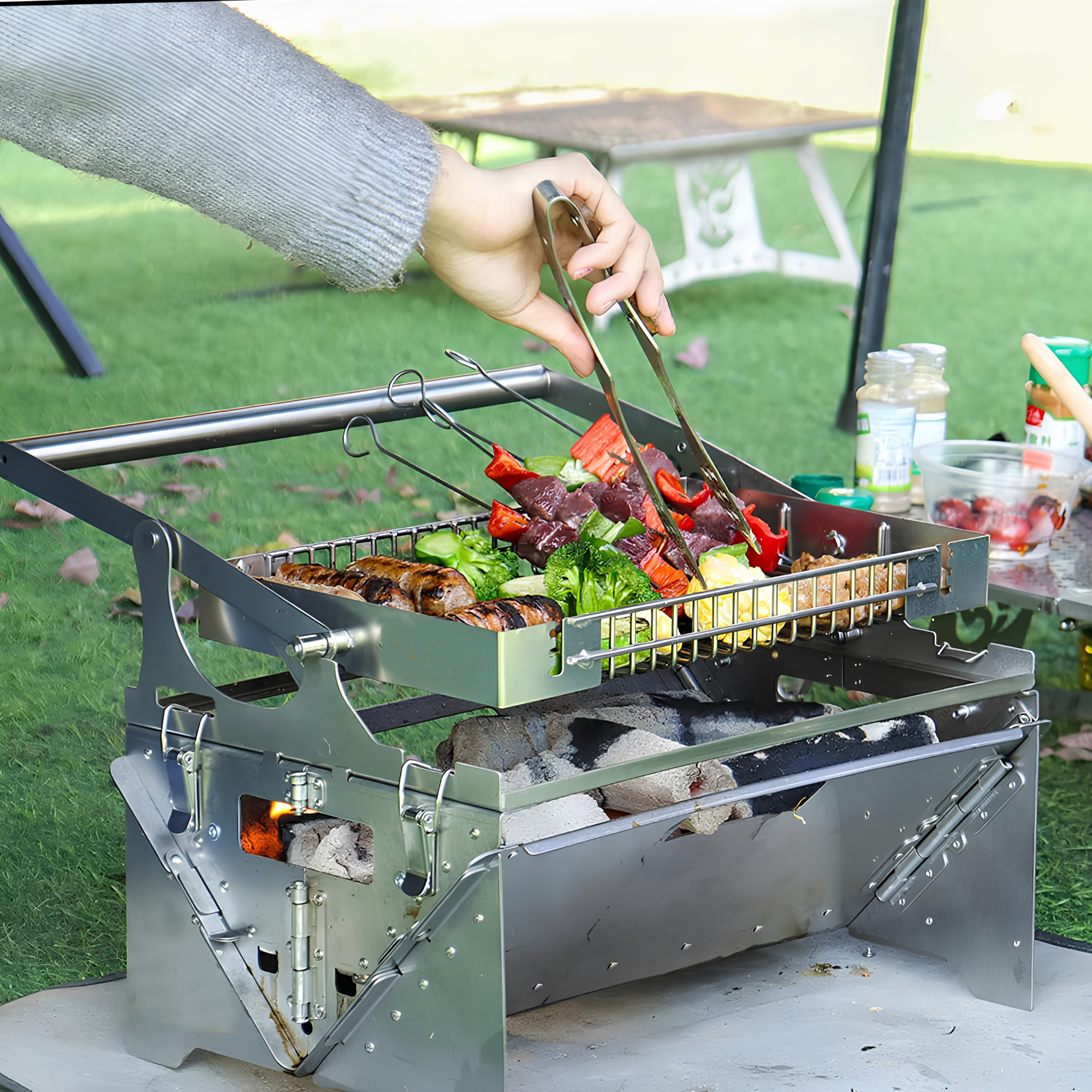 Clay Union – Barbecue pliable à grille rotative